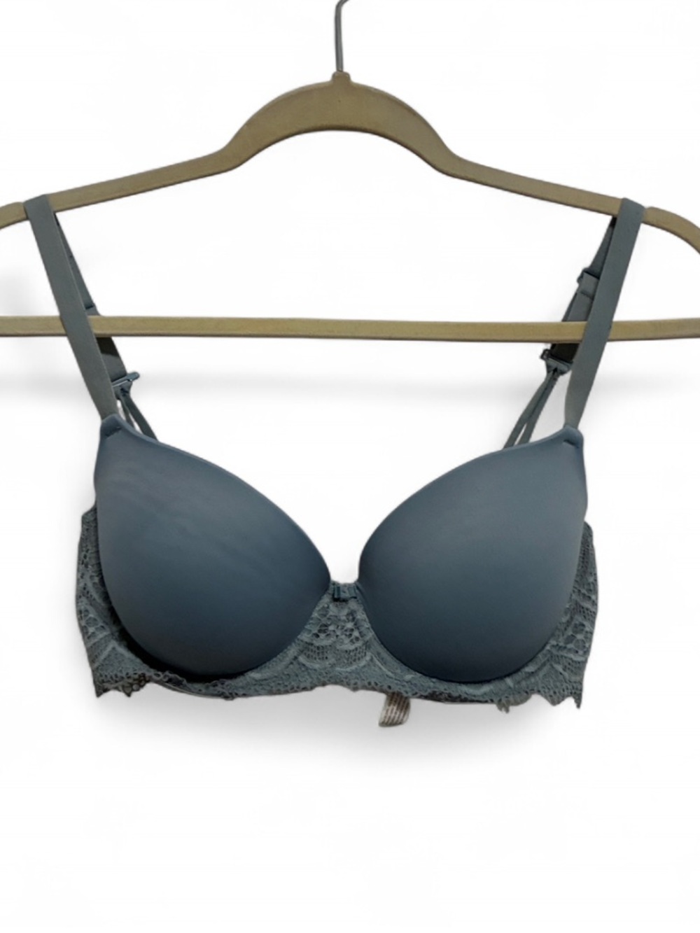Auden The Daydream Dusty Blue Lace-Trim Bra